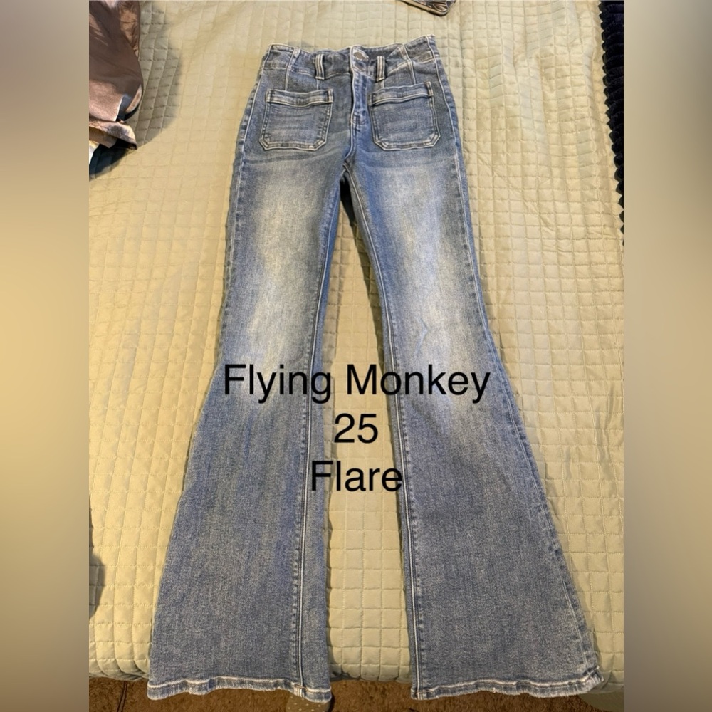 Flying Monkey Women's Flare Jeans - Light Blue